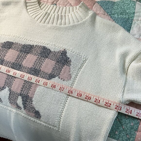 Cotton Country Sweater Womens L White Laurentian Polar Bear Phoebe Friends - Picture 6 of 8